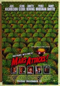 v216 MARS ATTACKS DS advance one-sheet movie poster '96 Tim Burton classic!