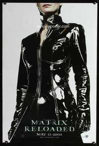 v223 MATRIX RELOADED DS Trinity teaser one-sheet movie poster '03 Wachowski
