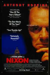 v252 NIXON video advance one-sheet movie poster '95 Anthony Hopkins, Stone