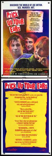 v279 PRICK UP YOUR EARS 2-sided video one-sheet movie poster '87 Gary Oldman