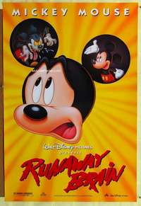 v304 RUNAWAY BRAIN DS one-sheet movie poster '95 Disney, Mickey Mouse
