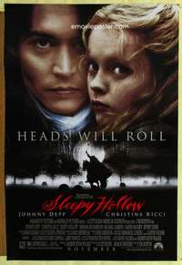 v328 SLEEPY HOLLOW DS advance one-sheet movie poster '99 close up of stars!