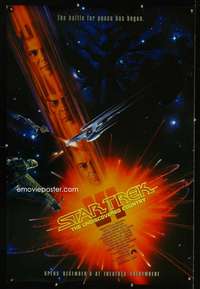 v337 STAR TREK VI advance one-sheet movie poster '91 cool Bob Peak art!