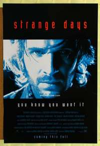 v346 STRANGE DAYS blue style advance 1sh '95 close-up of Ralph Fiennes, you know you want it!