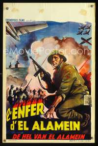 w201 THAT WAS OUR ROMMEL Belgian movie poster '53 cool WWII art!