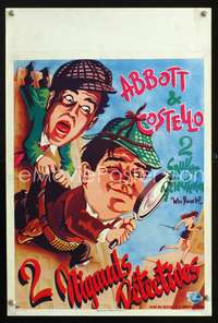 w204 WHO DONE IT Belgian R1950s wacky Bud Abbott & Lou Costello w/magnifying glass!