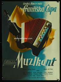w290 MUZIKANT Czech 23x32 movie poster '47 great accordian artwork!