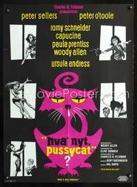 w449 WHAT'S NEW PUSSYCAT Danish movie poster '65 cool different art!