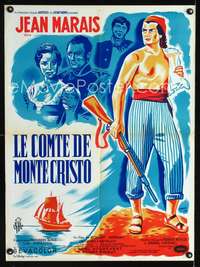 w235 COUNT OF MONTE CRISTO French 23x32 movie poster '55 Cerutti art