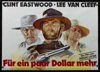 w082 FOR A FEW DOLLARS MORE German 33x47 R78 art of Clint Eastwood, Lee Van Cleef & Kinski!