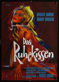 w061 LOVE ON A PILLOW German movie poster '64 sexiest art of Bardot!