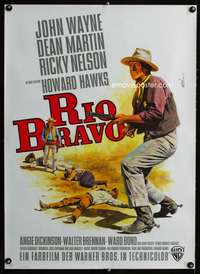 w071 RIO BRAVO German movie poster R60s John Wayne by Jean Mascii!