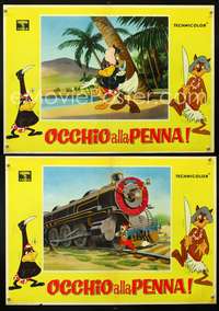 w346 OCCHIO ALLA PENNA 2 Italian photobusta movie posters '59 cartoon!