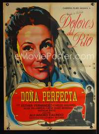 w162 DONA PERFECTA Mexican movie poster '51 del Rio by Juanino