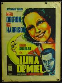 w173 OVER THE MOON Mexican movie poster '39 Vargas Ocampo art!