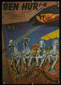 w083 BEN-HUR Hungarian movie poster '60 different Helenii Tibor art!