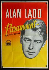 w021 ALAN LADD stock Swedish movie poster '40s great close headshot!