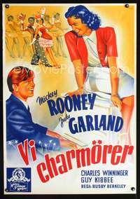 w020 BABES IN ARMS Swedish movie poster '39 Rooney & Garland by Gege