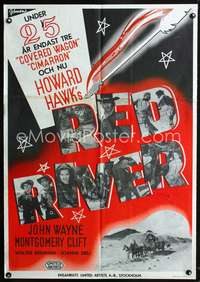 w022 RED RIVER Swedish movie poster '48 John Wayne, Montgomery Clift