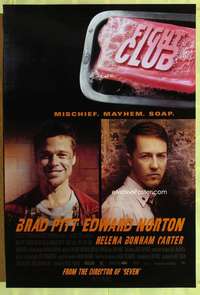 y208 FIGHT CLUB DS int'l style A one-sheet movie poster '99 Norton, Pitt