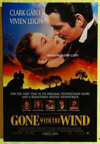 y252 GONE WITH THE WIND DS advance one-sheet movie poster R98 Gable, Leigh