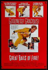 y256 GREAT BALLS OF FIRE DS one-sheet movie poster '89 Jerry Lee Lewis bio!