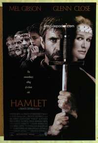 y263 HAMLET DS one-sheet movie poster '90 Mel Gibson, Close, Shakespeare