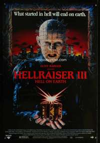y273 HELLRAISER III one-sheet movie poster '92 Clive Barker, Pinhead!