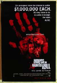 y284 HOUSE ON HAUNTED HILL DS advance one-sheet movie poster '99 Rush