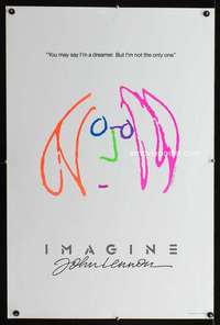 y295 IMAGINE teaser one-sheet movie poster '88 great John Lennon artwork!