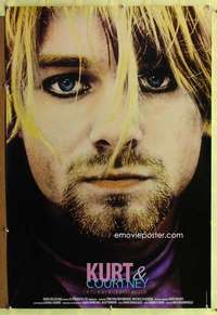 y328 KURT & COURTNEY one-sheet movie poster '98 great Cobain c/u portrait!