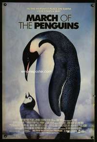 y369 MARCH OF THE PENGUINS DS one-sheet movie poster '05 great close up!