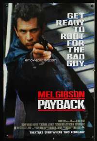 y447 PAYBACK DS advance one-sheet movie poster '98 Mel Gibson with gun!