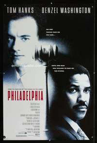 y453 PHILADELPHIA one-sheet movie poster '93 Tom Hanks, Denzel Washington