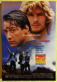 y461 POINT BREAK DS one-sheet movie poster '91 surfing Keanu Reeves, Swayze!
