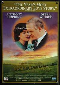y533 SHADOWLANDS video one-sheet movie poster '93 Anthony Hopkins, Winger
