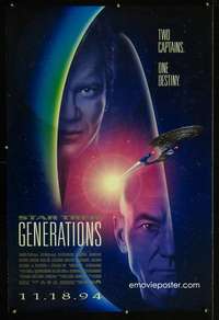 y572 STAR TREK: GENERATIONS DS int'l advance 1sh '94 Patrick Stewart as Picard, William Shatner as Kirk!