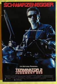 y591 TERMINATOR 2 DS one-sheet movie poster '91 tough Arnold Schwarzenegger!