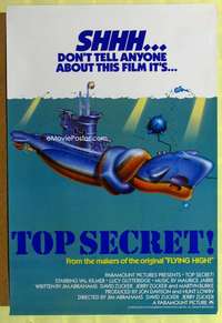 y606 TOP SECRET int'l one-sheet movie poster '84 wacky submarine art!