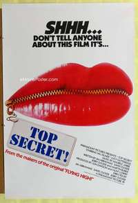 y605 TOP SECRET int'l one-sheet movie poster '84 great zipped lips image!