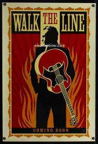 y634 WALK THE LINE DS int'l teaser one-sheet movie poster '05 Johnny Cash