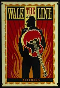 y635 WALK THE LINE DS style A teaser one-sheet movie poster '05 Johnny Cash