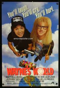 y641 WAYNE'S WORLD one-sheet movie poster '91 Mike Myers, Dana Carvey, SNL!