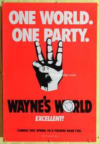 y642 WAYNE'S WORLD teaser one-sheet movie poster '91 cool different image!