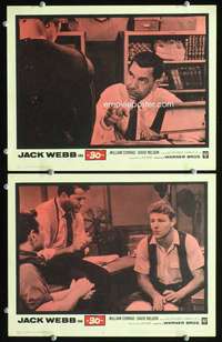 z028 -30- 2 movie lobby cards '59 Jack Webb, David Nelson, newspaper!