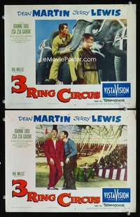 z027 3 RING CIRCUS 2 movie lobby cards '54 Dean Martin & Jerry Lewis!