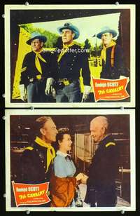 z033 7th CAVALRY 2 movie lobby cards '56 Randolph Scott, Barbara Hale