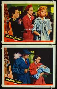 z035 ABANDONED 2 movie lobby cards '49 Dennis O'Keefe, Gale Storm