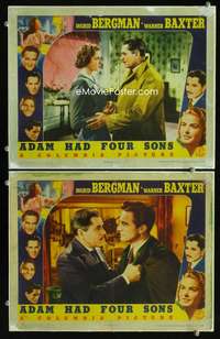 z039 ADAM HAD FOUR SONS 2 movie lobby cards '41 Ingrid Bergman, Baxter