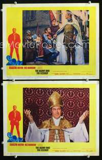 z046 AGONY & THE ECSTASY 2 movie lobby cards '65 Rex Harrison in both!